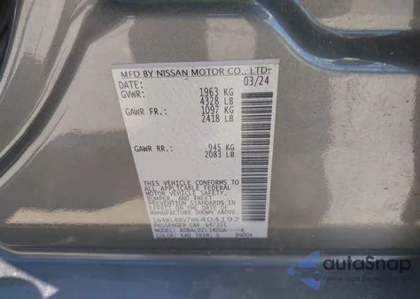 2024 Nissan Altima S Fwd из США, поврежденный, VIN 1N4BL4BV7RN404192